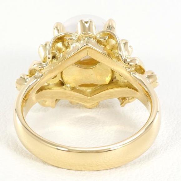 LuxUness K18 Yellow Gold Ring Akoya Pearl Diamond Metal Ring - Picture 6 of 8